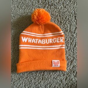 Whataburger Orange and Ehite Beanie with Pom Pom